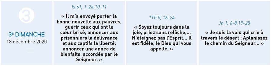 textes du troisième dimanche de l'Avent 2020